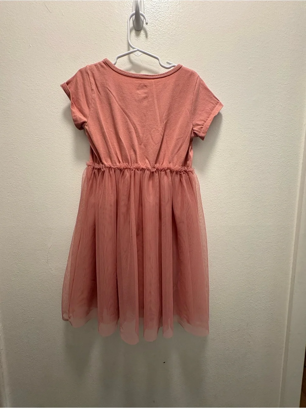 wonder nation Pink Short Sleeve Tulle Dress with Heart Patch
